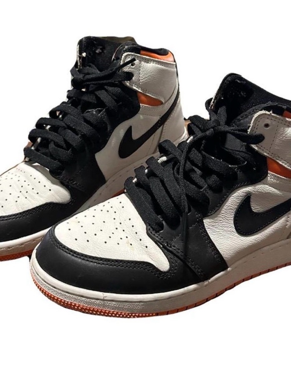 Nike Men 's Black White Orange High-Top Athletic Shoes